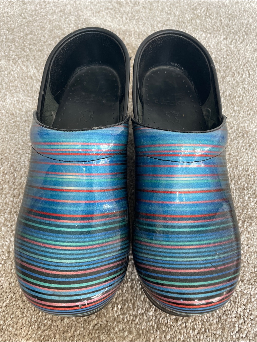 Dansko Women's Striped Blue Multi Clogs